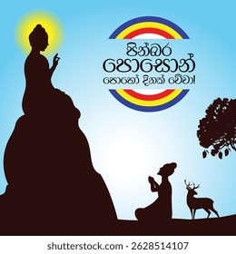 Poson Poya Day. Sri Lanka Poson Day. Mihinthale. EPS10