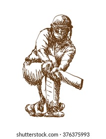 Poss of hitting ball in Cricket game. Abstract sketch vector.