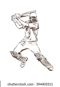 Poss of hitting ball in Cricket game. Abstract sketch vector.