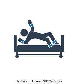 Possessed Patient Bed Exorcism Icon Isolated On White Background