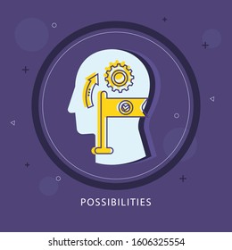 Possibilities icon concept with human head