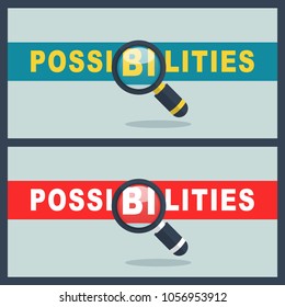 possibilities word with magnifier concept