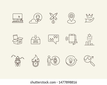 Possibility line icon set. Startup, deadline, gadget. Business concept. Can be used for topics like innovation, project, idea, modern technology