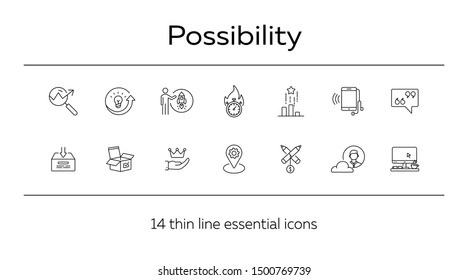 Possibility line icon set. Startup, deadline, gadget. Business concept. Can be used for topics like innovation, project, idea, modern technology