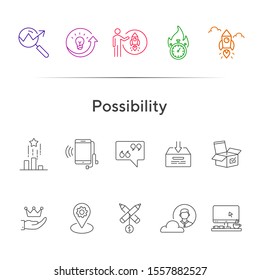 Possibility line icon set. Startup, deadline, gadget. Business concept. Can be used for topics like innovation, project, idea, modern technology