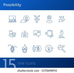 Possibility line icon set. Startup, deadline, gadget. Business concept. Can be used for topics like innovation, project, idea, modern technology