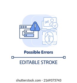 Possible errors light blue concept icon. Biometric authentication disadvantage abstract idea thin line illustration. Isolated outline drawing. Editable stroke. Arial, Myriad Pro-Bold fonts used