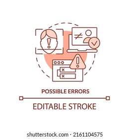 Possible errors terracotta concept icon. Biometric authentication disadvantage abstract idea thin line illustration. Isolated outline drawing. Editable stroke. Arial, Myriad Pro-Bold fonts used