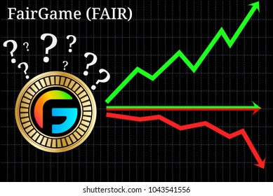 Possible graphs of forecast FairGame (FAIR) cryptocurrency - up, down or horizontally. FairGame (FAIR) chart.