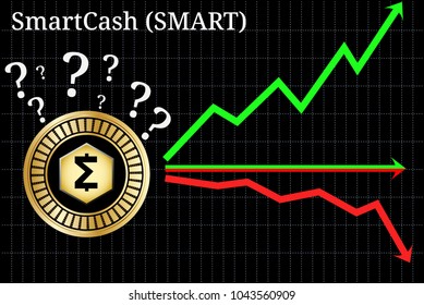 Possible graphs of forecast SmartCash (SMART) cryptocurrency - up, down or horizontally. SmartCash (SMART) chart.
