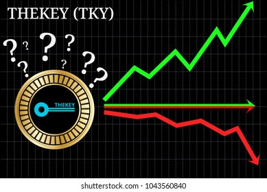 Possible graphs of forecast Thekey (TKY) cryptocurrency - up, down or horizontally. Thekey (TKY) chart.