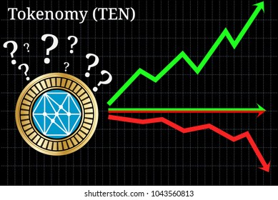 Possible graphs of forecast Tokenomy (TEN) cryptocurrency - up, down or horizontally. Tokenomy (TEN) chart.
