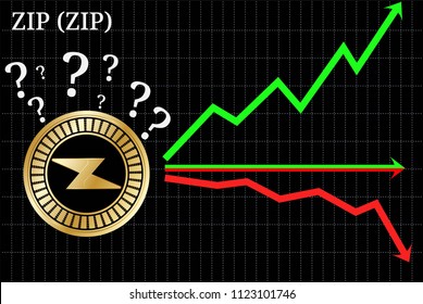 Possible graphs of forecast ZIP (ZIP) cryptocurrency - up, down or horizontally. ZIP (ZIP) chart