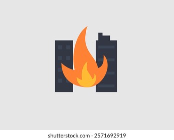 possibly a building fire or a more symbolic representation of urban unrest or disaster