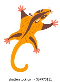 Possum. Flat cartoon vector illustration, isolate on white  background