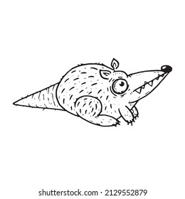 Possum funny cartoon. Vector illustration of an animal possum. 