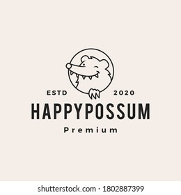 possum hipster vintage logo vector icon illustration