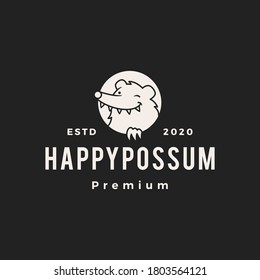 possum hipster vintage logo vector icon illustration