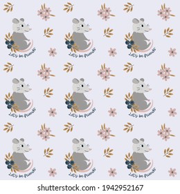 Possum seamless pattern. Cute animal vector pattern. Adorable opossum picture. Kids design for fabric, textile, decor, cloth, prints.