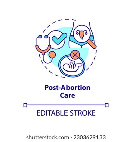 Post abortion care concept icon. Emergency medical service. Life saving. Abortion clinic. Reproductive health abstract idea thin line illustration. Isolated outline drawing. Editable stroke