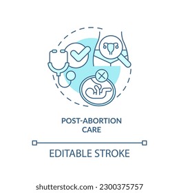 Post abortion care turquoise concept icon. Emergency medical service. Life saving. Abortion clinic. Reproductive health abstract idea thin line illustration. Isolated outline drawing. Editable stroke