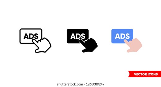 Post ads icon of 3 types: color, black and white, outline. Isolated vector sign symbol.