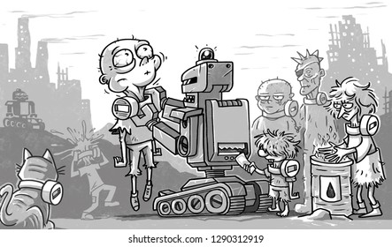 Post Apocalypse Poor People And Robots