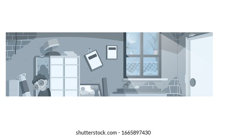 habitación plana post-apocalíptica de diseño nocturno  