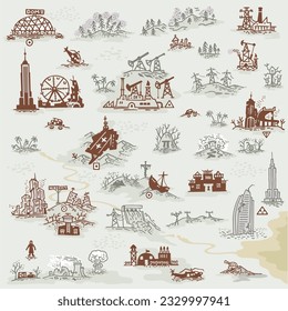 Publicar ilustraciones de arte de línea apocalíptica para el Diseñador de mapas