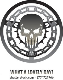 Post apocalyptic steering wheel, Mad Max Fury road, vector illustration