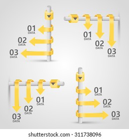 Post arrow direction. Post arrow on a gray background. Post ribbon icons. Vector illustration