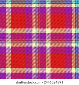 Vector de tela de fondo de poste, tarjeta de felicitación textil a cuadros sin costuras. El esbozo revisa el patrón de textura tartán en rojo y color claro.
