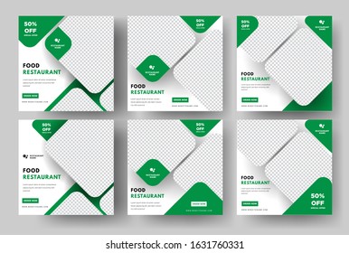 A post banner social media template for restaurant food sales with a minimalist clean 3d elegant design