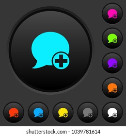 Post blog comment dark push buttons with vivid color icons on dark grey background
