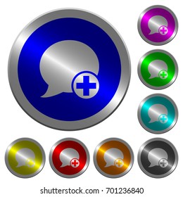 Post blog comment icons on round luminous coin-like color steel buttons