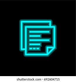 Post it blue glowing neon ui ux icon. Glowing sign logo vector