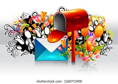 Post box with flora design