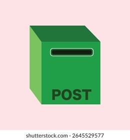 Post box icon. Green ballot box illustration. Communication illustration design elements in the past. Vintage design, retro design in flat style.