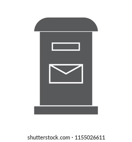 Post box icon. Grey mail box icon. 
