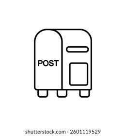 post box icon, simple flat style, illustration, logo sign symbol pictogram template, for ui or ux isolated on white for mobile app, editable