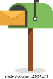 Post box, illustration, vector on white background.