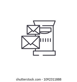 Post box linear icon concept. Post box line vector sign, symbol, illustration.