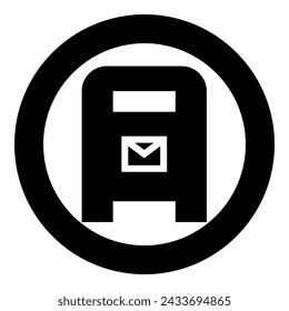 Buzón de correo postal buzón de correo icono en círculo redondo color negro ilustración vectorial imagen contorno sólido estilo