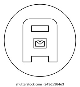 Post box mail postal letterbox mailbox icon in circle round black color vector illustration image outline contour line thin style