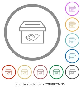 Mostrar iconos de color plano en el contorno redondeado sobre fondo blanco
