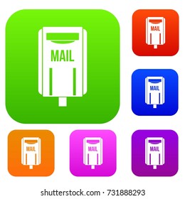 Post box set icon color in flat style isolated on white. Collection sings vector illustration