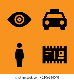 post, cab, commercial and public icons set. Vector illustration for web and design