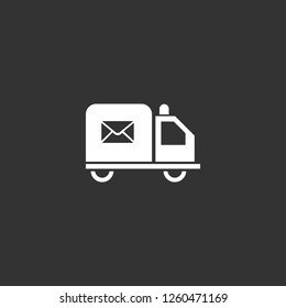 post car icon vector. post car sign on black background. post car icon for web and app