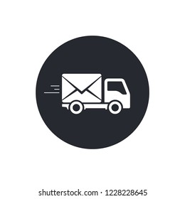 Post car truck icon, Vector isolated delivery truck logo.