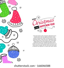 Post card with Christmas doodles. Vector illustration.
